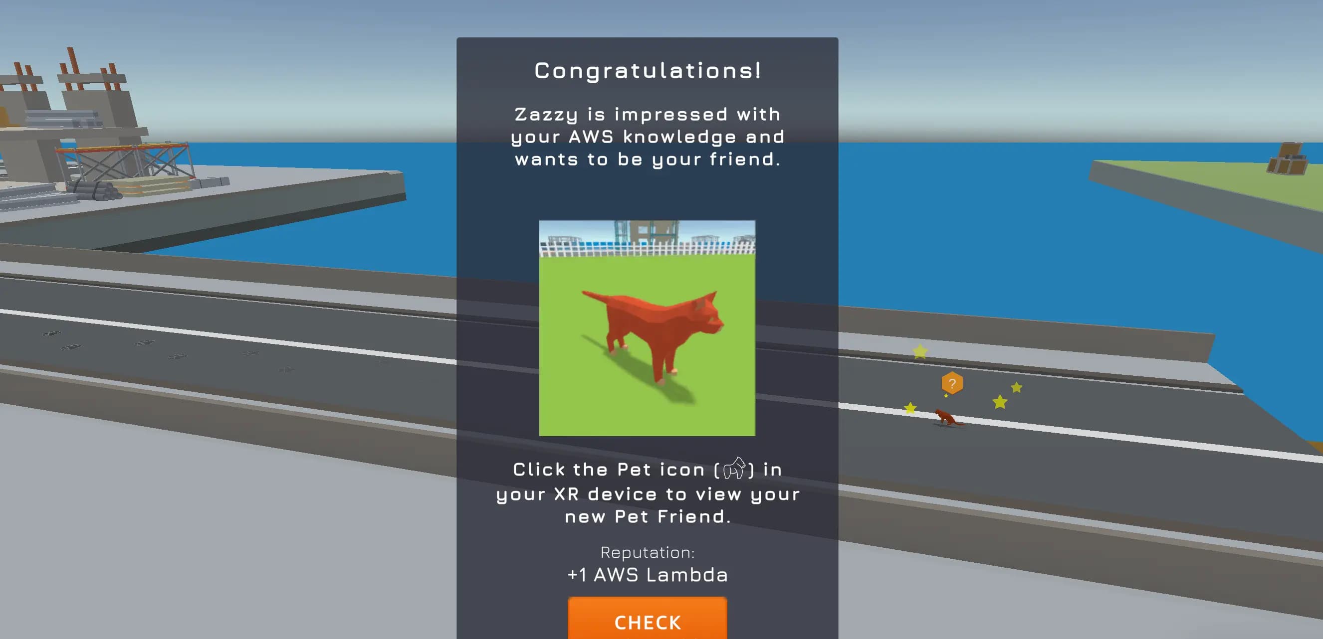 Befriend a pet in-game by answering quick quiz questions