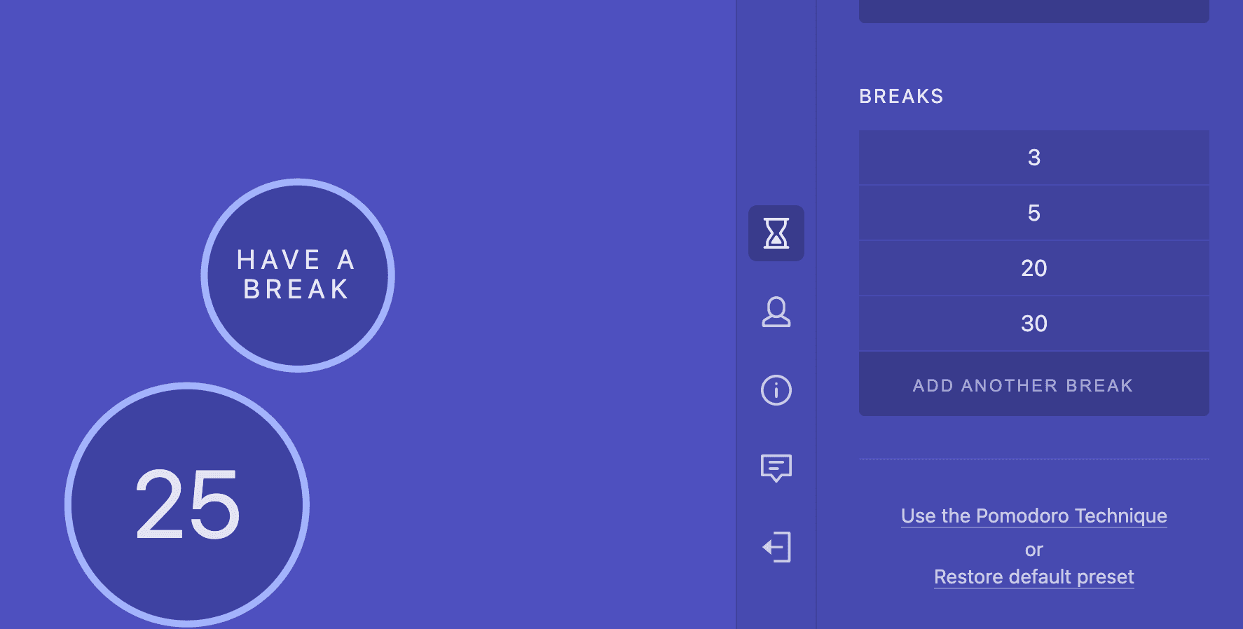 the cuckoo timer interface with a 'use pomodoro technique' option