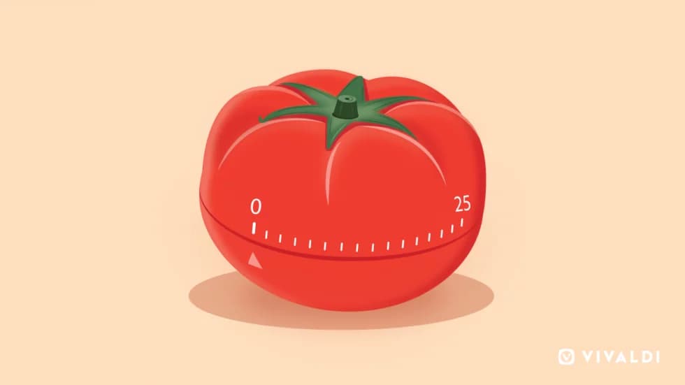 a cartoon tomato with a timer on it